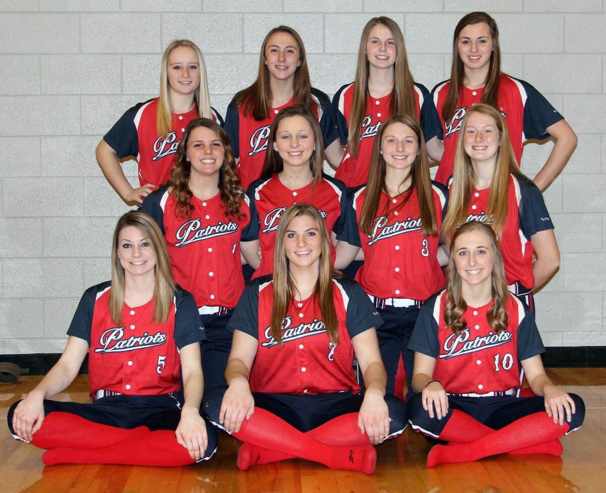 Members of the USA softball team are (front row from left) Madeline Hahn, Nikki Bauer and Kayla Gremel (middle row) Lauren Adam, Sara Reinhardt, Marisa Morton and Alexis Cady (back row) Jessica Fritz, Baillie Fritz, Brianna Osantowske and Katie Engelhardt.