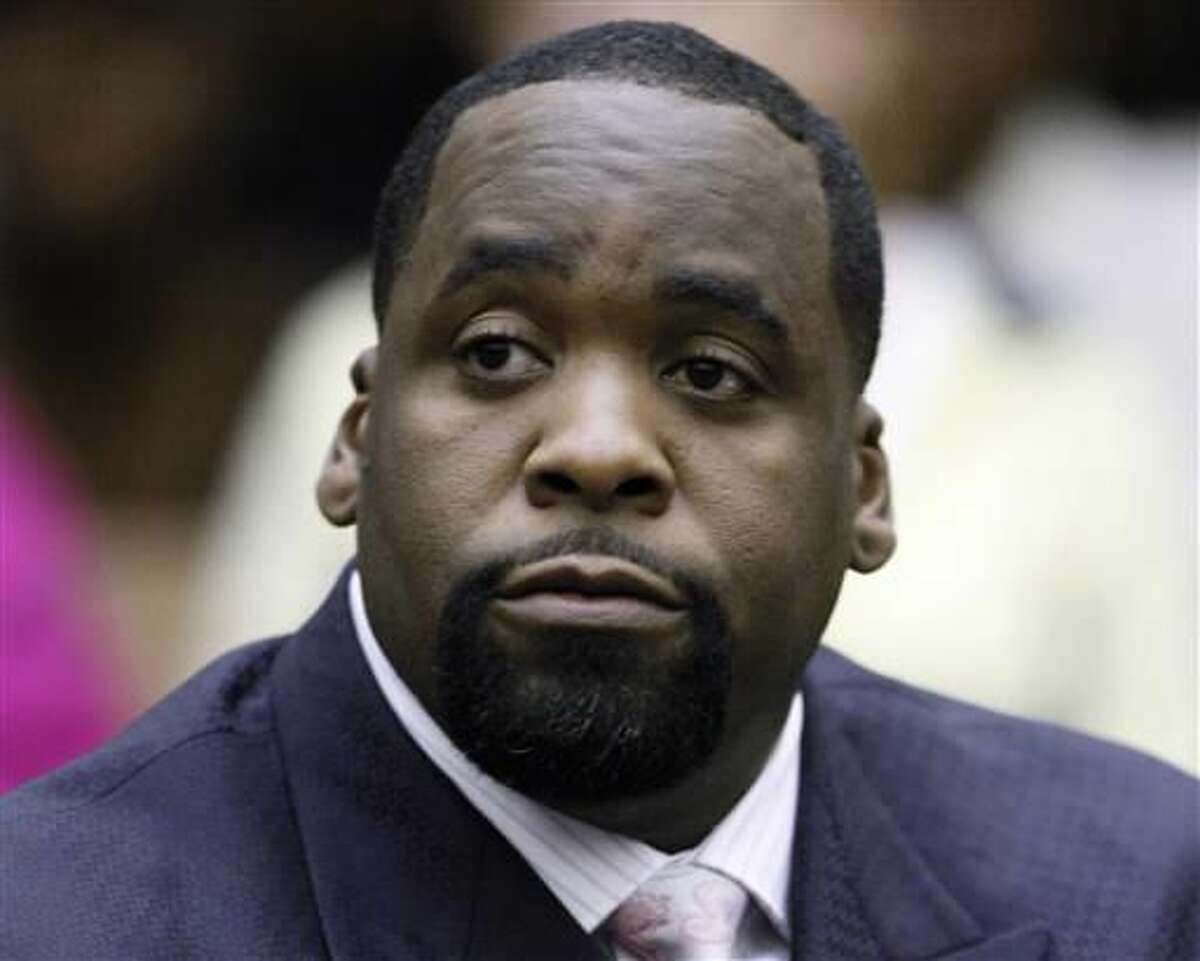 In this May 25, 2010 file photo, former Detroit Mayor Kwame Kilpatrick sits in a Detroit courtroom. On Monday June 27, 2016 the U.S. Supreme Court declined a request by Kilpatrick to overturn his corruption conviction and 28-year prison sentence. (AP Photo/Paul Sancya)