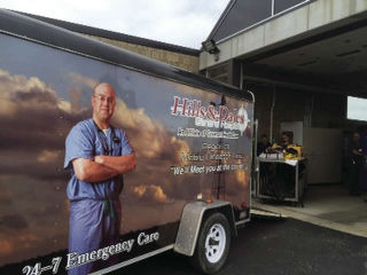 Hills & Dales General Hospital’s disaster trailer is on scene for the disaster drill. 