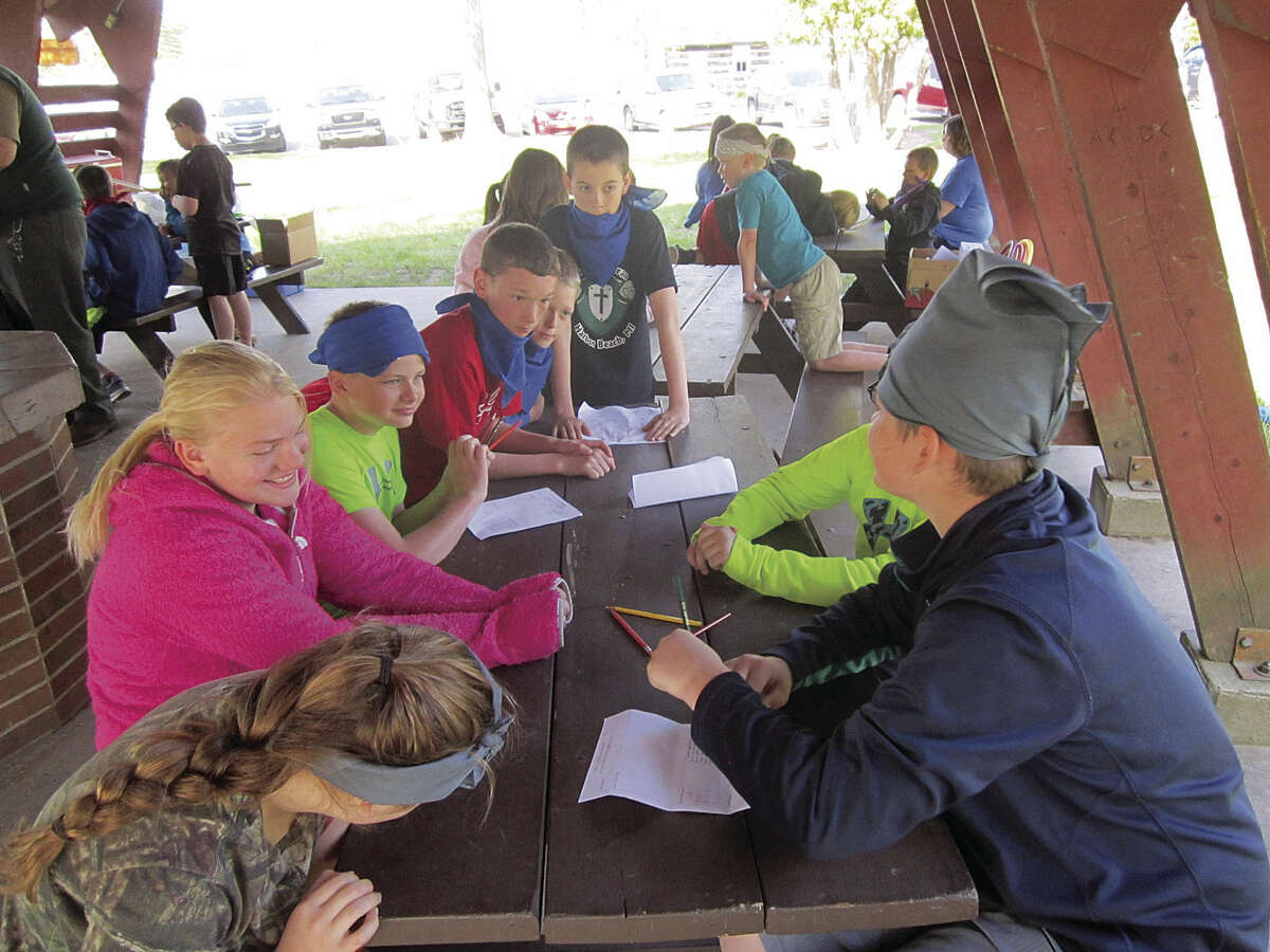 Students from Zion Lutheran in Harbor Beach, St. John’s Lutheran in Port Hope, St. John’s Lutheran of Berne and Cross Lutheran in Pigeon recently participated in an amazing race event in Bad Axe City Park.