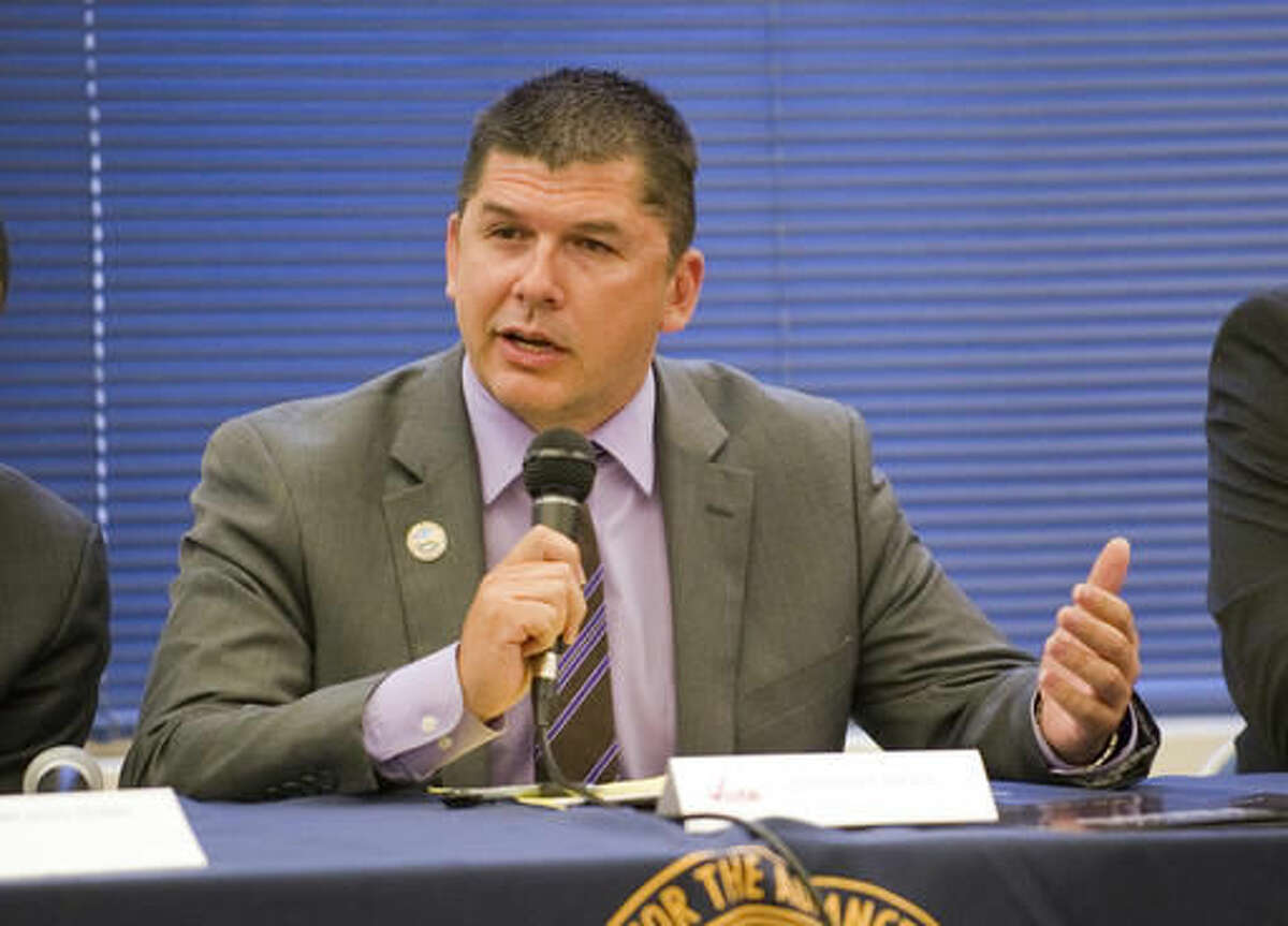 In this April 21, 2016 photo, Stockton Mayor Anthony Silva participates in a mayoral candidate forum hosted by the National Association for the Advancement of Colored People in Stockton, Calif. Authorities say Silva was arrested Thursday, Aug. 4, 2016, on charges he provided alcohol to minors at a youth camp he runs. (Clifford Oto/The Record via AP)