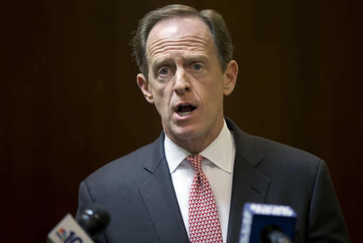 FILE -In this May 9, 2016 file photo, Sen. Pat Toomey, R-Pa. speaks during a news conference in Philadelphia. Endangered Toomey is banking on Pennsylvania voters backing him in November even if they oppose fellow Republican Donald Trump, a ticket-splitting strategy that may determine whether the GOP can hang on in key Senate races around the country this election year. (AP Photo/Matt Rourke, File)
