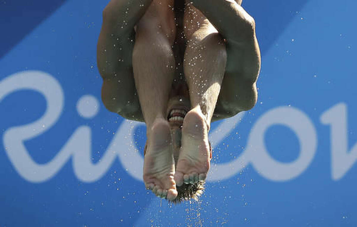 United States' Sam Dorman takes part in a training session at the Maria Lenk Aquatic Center ahead of the 2016 Summer Olympics in Rio de Janeiro, Brazil, Friday, Aug. 5, 2016. (AP Photo/Wong Maye-E)