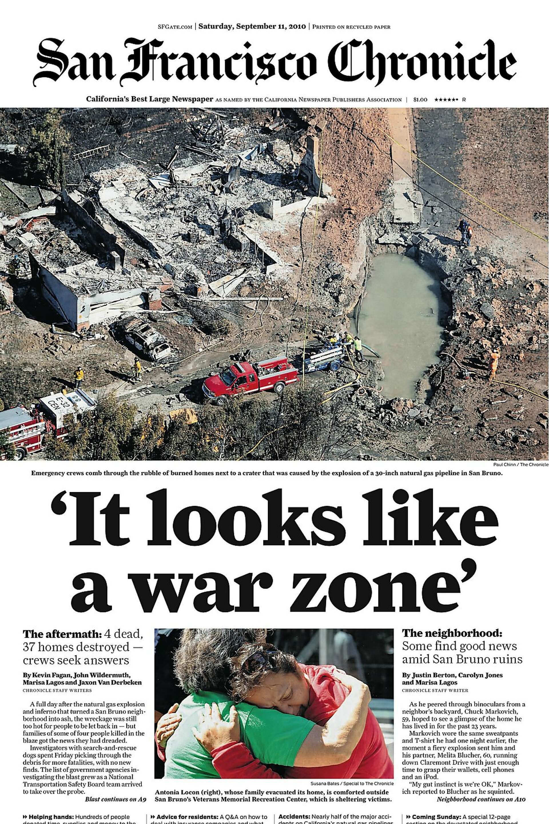 Chronicle Covers: The horrible aftermath of the San Bruno blast