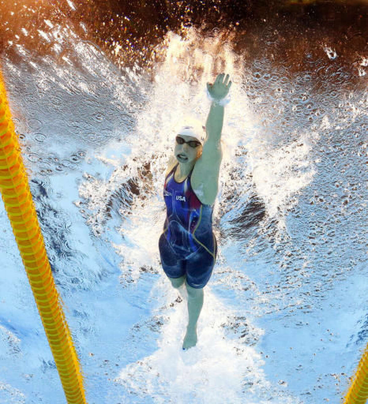 United States' Katie Ledecky competes in a heat of the women's 400-meter freestyle during the swimming competitions at the 2016 Summer Olympics, Sunday, Aug. 7, 2016, in Rio de Janeiro, Brazil. (AP Photo/David J. Phillip)