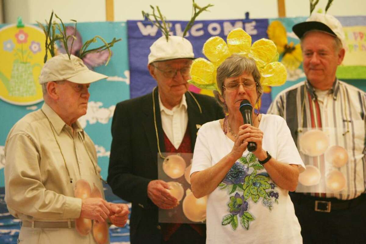 Entertainers, from left to right, Ed Govan, Rich Amon, Shirley Backus, and Bernie Prendergast, perform "Lonely Little Petunia" , at the Baldwin Center's Springtime review on Friday, April 30, 2010.