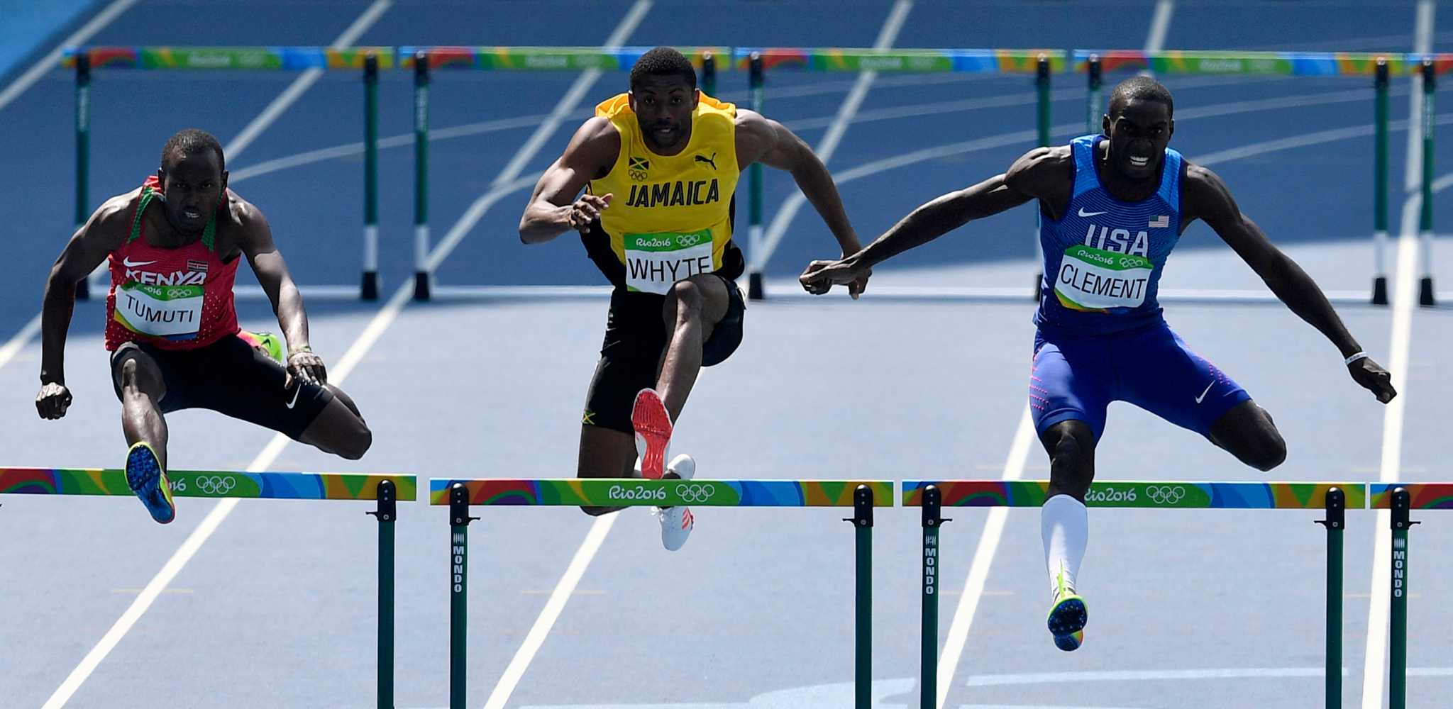 La Porte's Kerron Clement wins gold in 400 hurdles