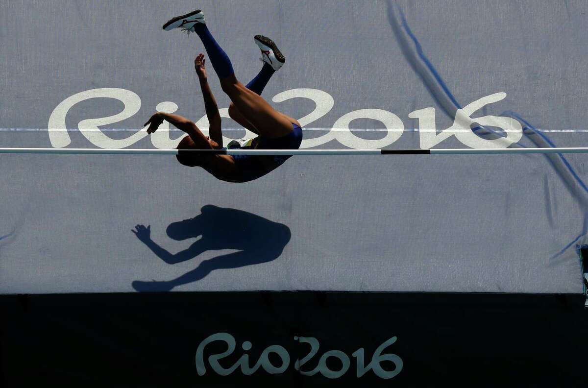 United States' Inika Mcpherson competes in a qualifying round of the high jump during the athletics competitions of the 2016 Summer Olympics at the Olympic stadium in Rio de Janeiro, Brazil, Thursday, Aug. 18, 2016. (AP Photo/Morry Gash)
