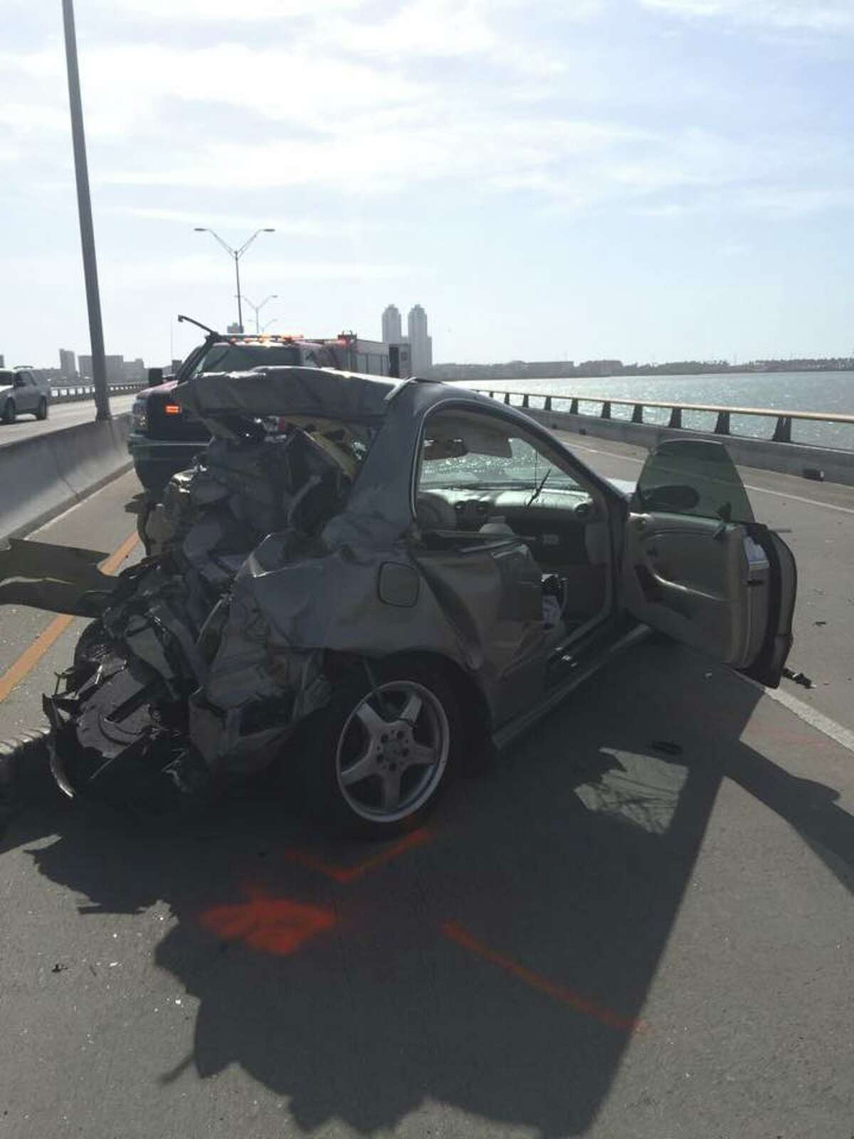 Woman dies after Mercedes-Benz is rear-ended by service truck on South  Padre Island causeway