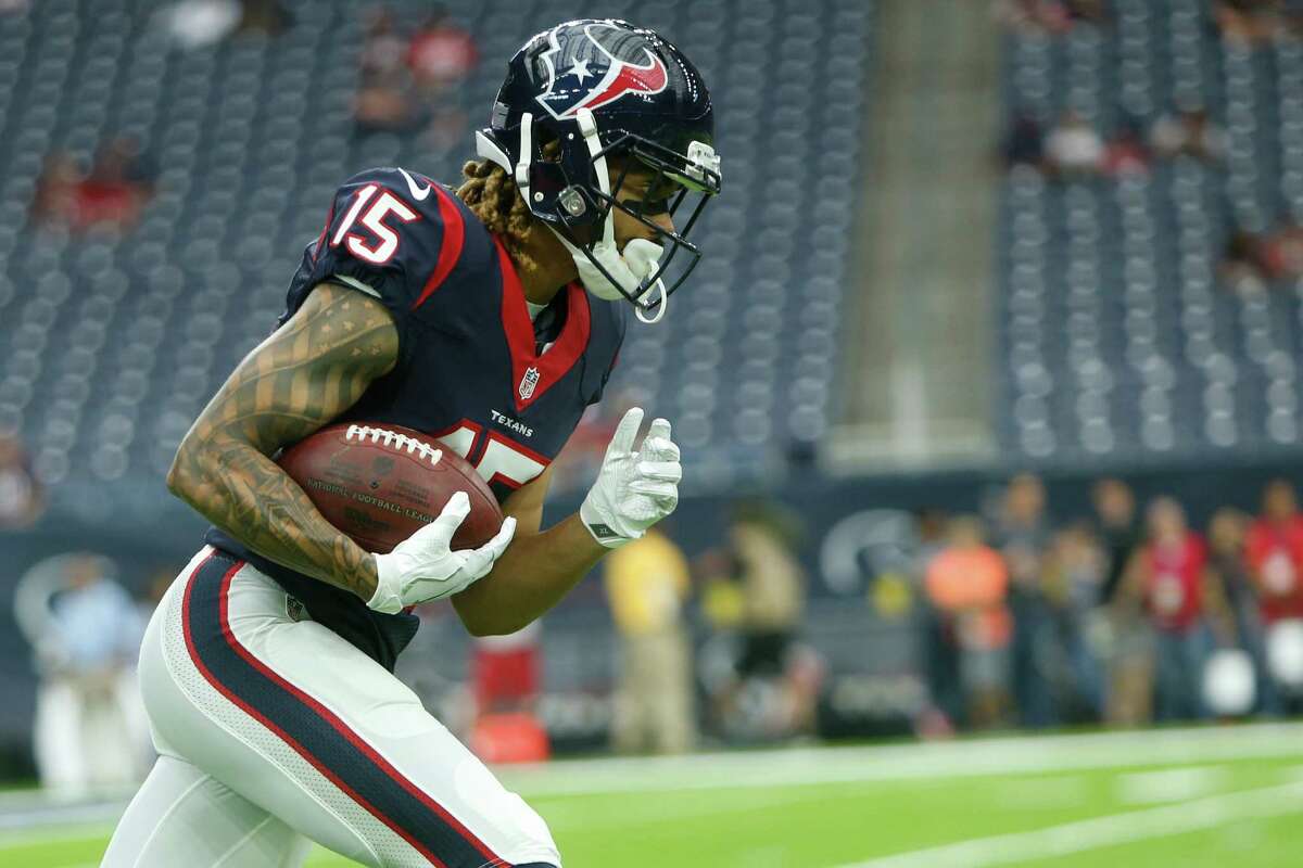 Houston Texans wide receiver Will Fuller (15) runs upfield after catching a kick before an NFL pre-season football game against the New Orleans Saints at NRG Stadium on Saturday, Aug. 20, 2016, in Houston.