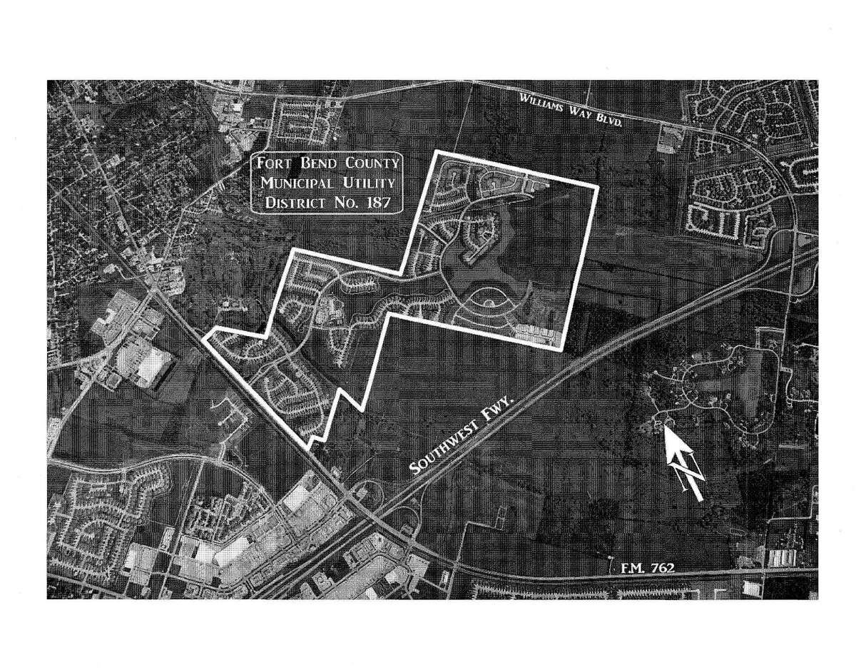 Image extracted from pdf. For Jim Drew MUD story. Shows MUD 187 in Fort Bend County. FORT BEND COUNTY MUNICIPAL UTILITY DISTRICT NO. 187 UNLIMITED TAX ROAD BONDS SERIES 2016 ******************** FORT BEND COUNTY MUNICIPAL UTILITY DISTRICT NO. 187 UNLIMITED TAX ROAD BONDS SERIES 2016 ******************** $4,200,000 ******************* ALLEN BOONE HUMPHRIES ROBINSON LLP BOND COUNSEL