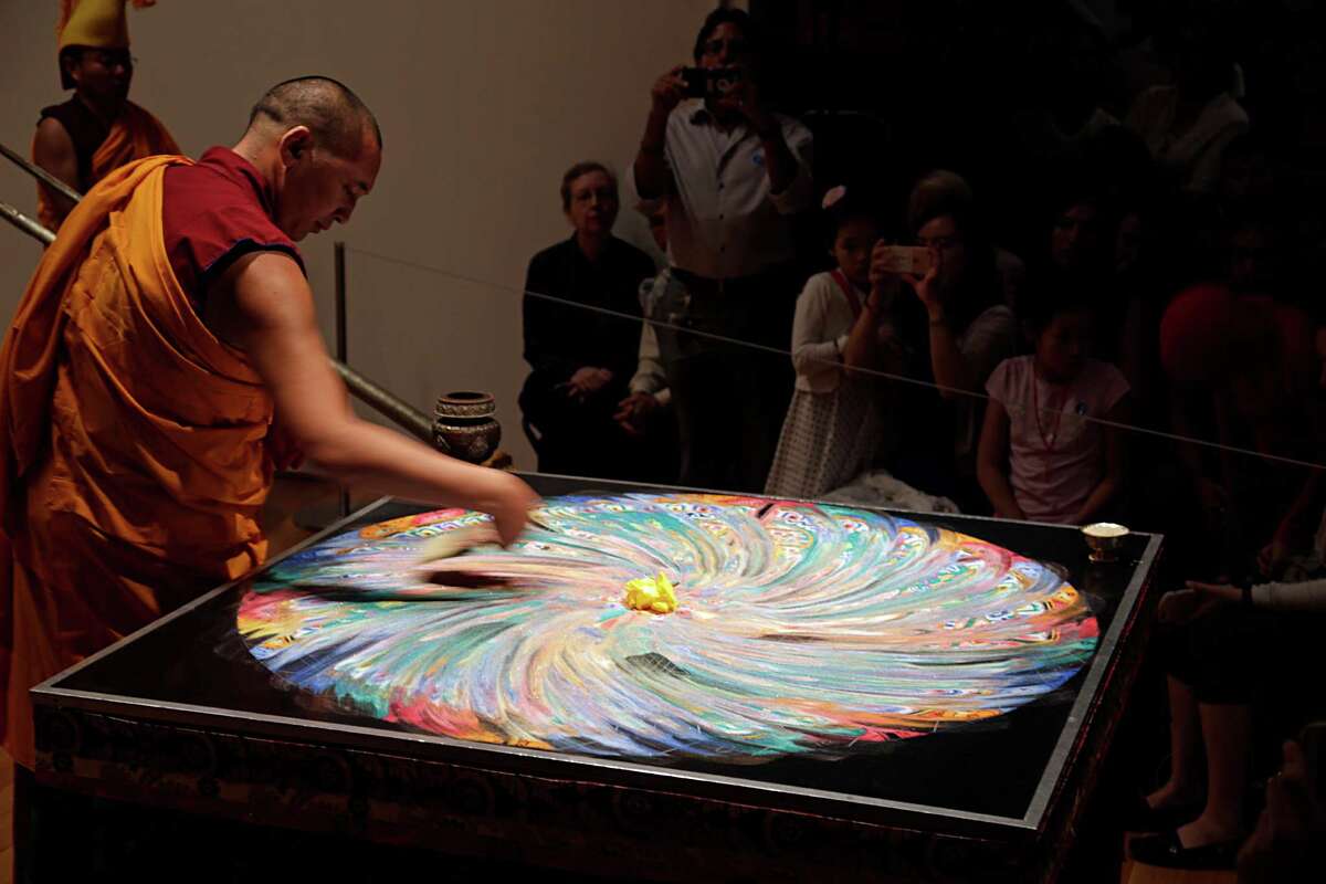 Monks create sand art at Asia Society Texas Center in Houston