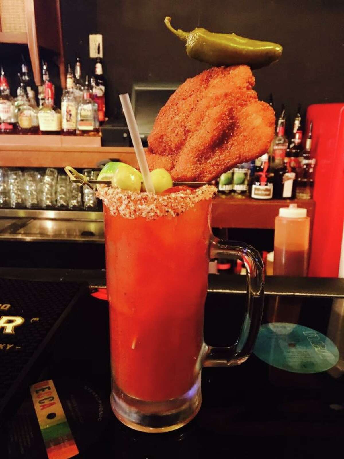 Michelada with chicken-on-a-stick from The Bang Bang Bar.