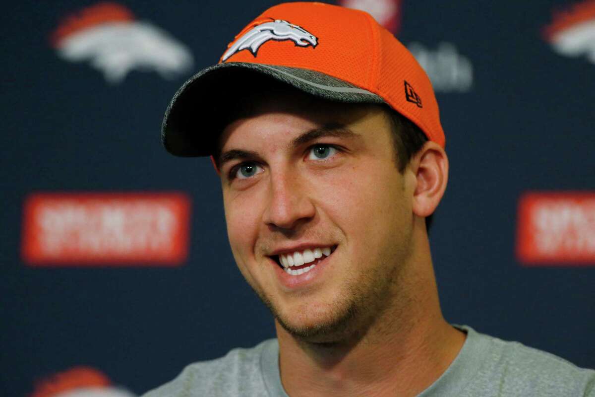 Denver Broncos quarterback Trevor Siemian responds to questions during a news conference Monday, May 2, 2016, in the team's headquarters in Englewood, Colo. (AP Photo/David Zalubowski)