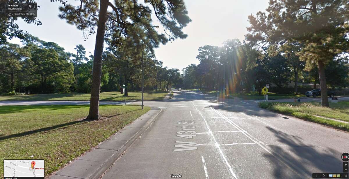 A screenshot of a Google Maps image of the 700 block of West 43rd Street in Houston, Texas. On Aug. 22, 2016, an 85-year-old bicyclist died following a vehicle collision in the area.