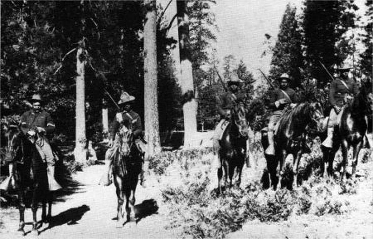 The 24th Infantry, in Yosemite National Park, in 1899. After the Civil War, all-black units of Buffalo Soldiers served in the western U.S.;  in the Spanish-American War; in the Philippines; and in the U.S. attack on Pancho Villa's forces in Mexico.  
