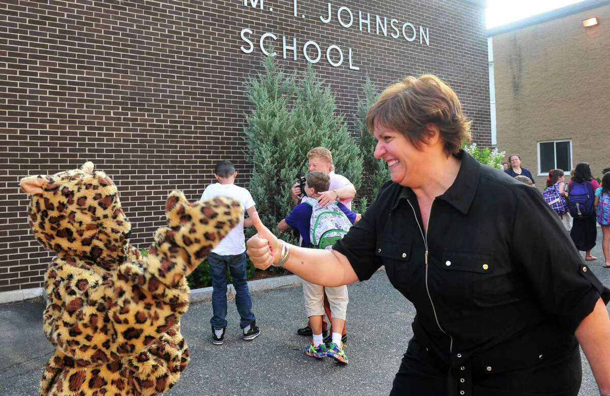 This is Johnson School, on opening day in Bethel, Conn. Wednesday, Aug. 28, 2013.