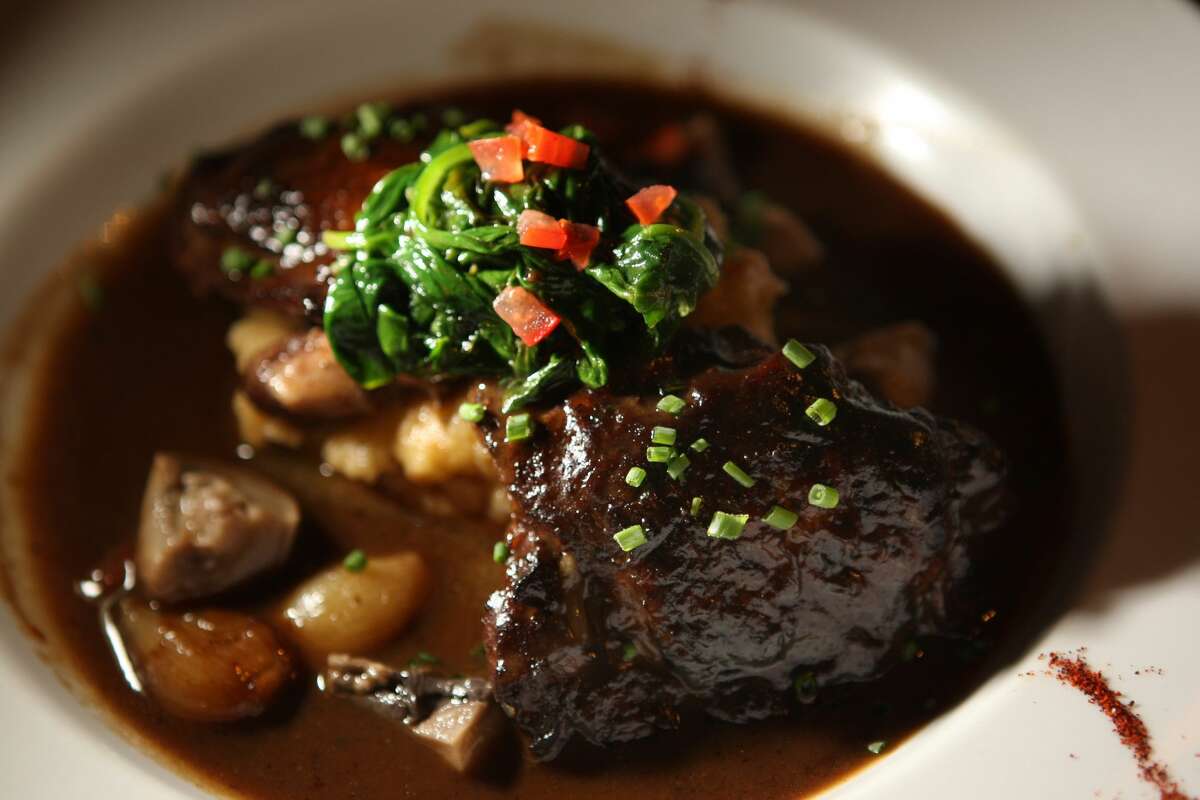 Traditional Coq au Vin at L'Ardoise in the Duboce Triangle in San Francisco during dinner.