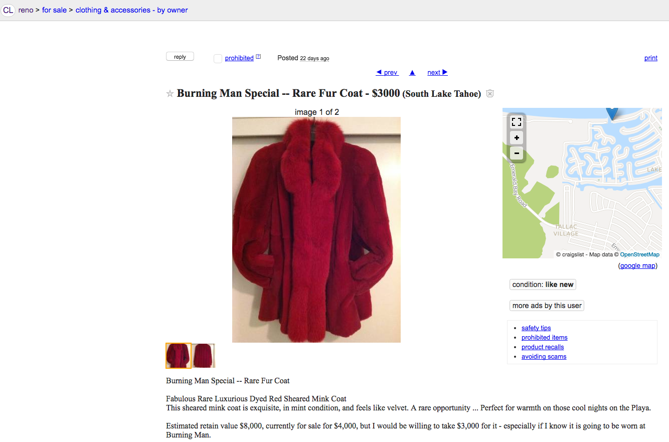 The most ridiculous, expensive Burning Man items for sale on Craigslist