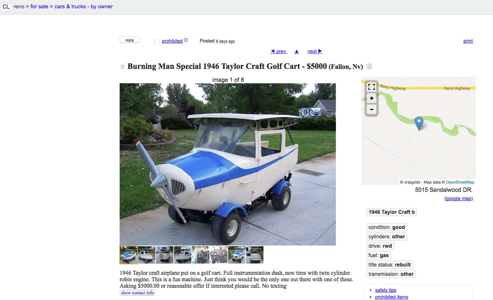 The most ridiculous Burning Man things for sale on Craigslist