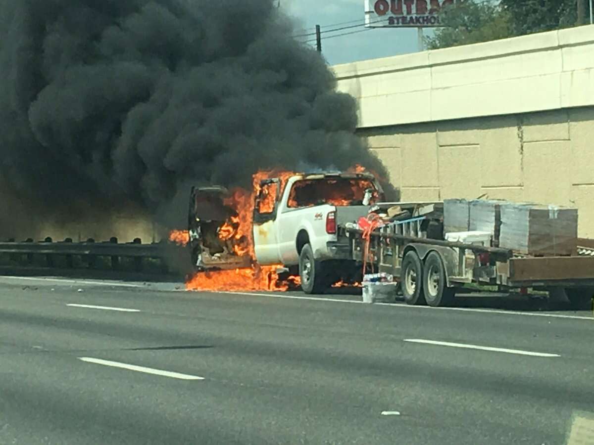 Firefighters are currently responding to a vehicle fire on Interstate 10 near De Zavala Road on Aug. 24, 2016.
