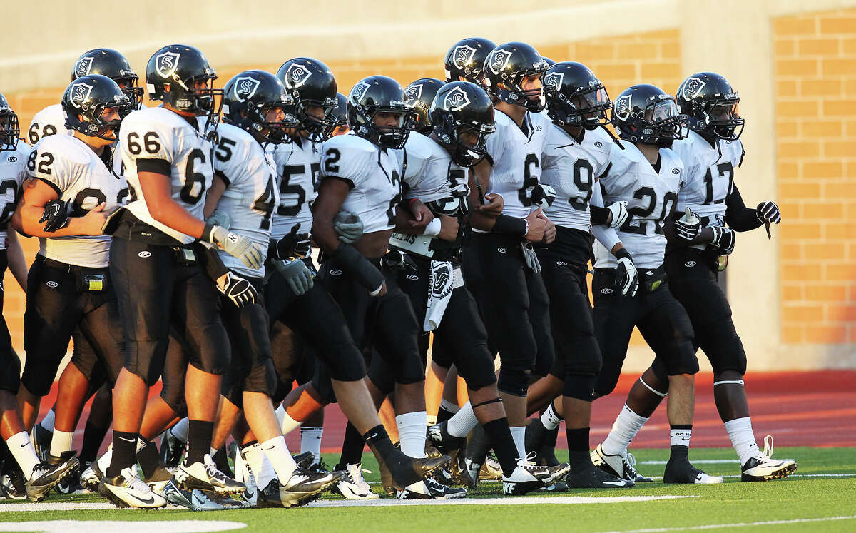 The Steele Knights stroll onto the field for their game against Madison at Heroes Stadium on Aug. 31, 2012.