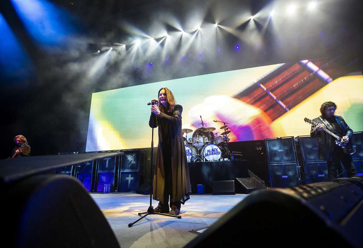 Singer Ozzy Osbourne performs during the concert of the English rock band Black Sabbath in Papp Laszlo Budapest Sports Arena in Budapest, Hungary, Wednesday, June 1, 2016. The Hungarian capital is another stop of the European farewell tour of the legendary band. (Balazs Mohai/MTI via AP) HUNGARY OUT
