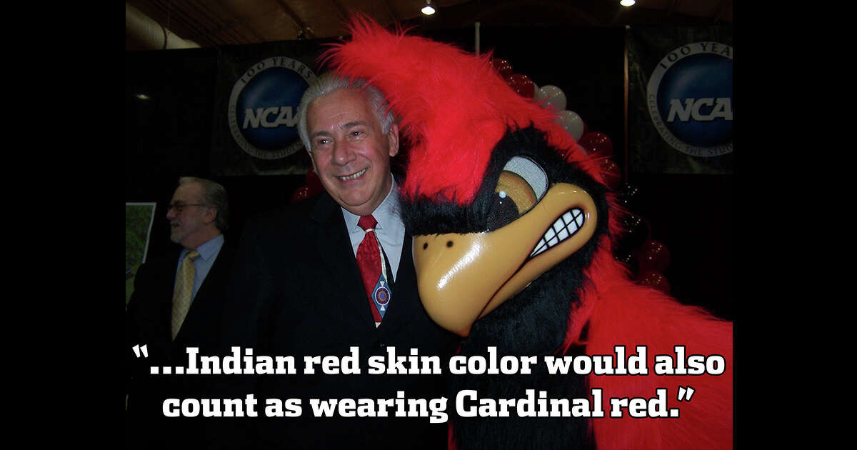 From the letter: "He went on to ask if there were any Native Americans in the group and pointed out that their "…Indian red skin color would also count as wearing Cardinal red." "