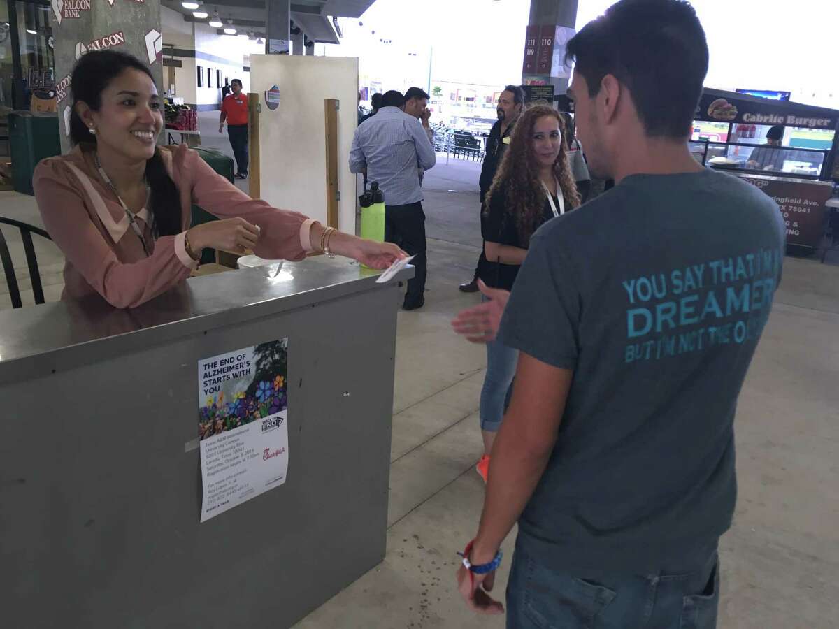 Laredo Lemurs owner Arianna Torres comes to every home game at Uni-Trade Stadium to greet fans and take tickets at the gate. The 31-year-old Tampico native took over the team last year.