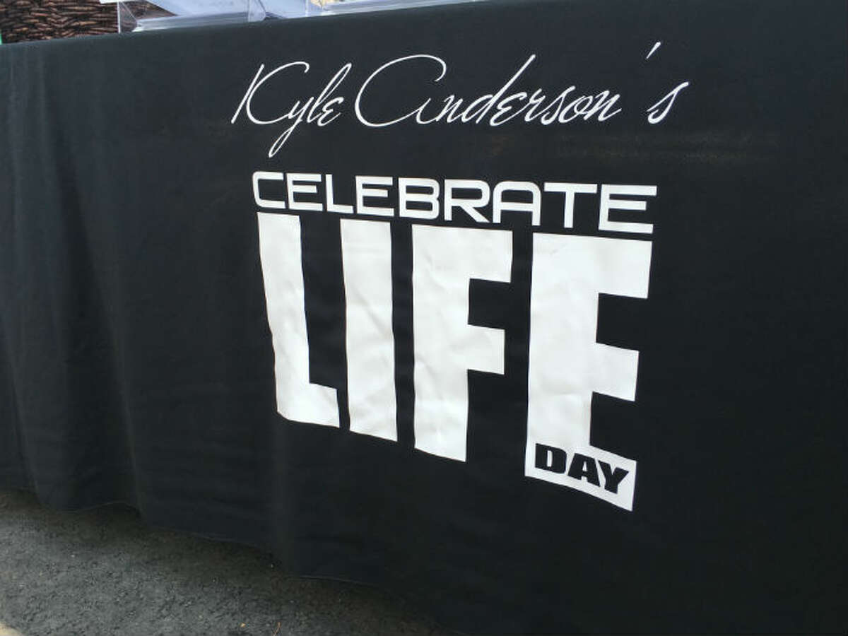 A banner at Kyle Anderson’s Celebrate Life Annual Basketball Clinic & Tournament on Aug. 5-6, 2016, in Cliffside Park, N.J. Celebrate Life Day, which was established to honor Anderson’s friend, Paul Kim, is a community service project to raise awareness of Suicide Prevention through education, friendship and basketball. In addition to teaching a variety of basketball and life skills.