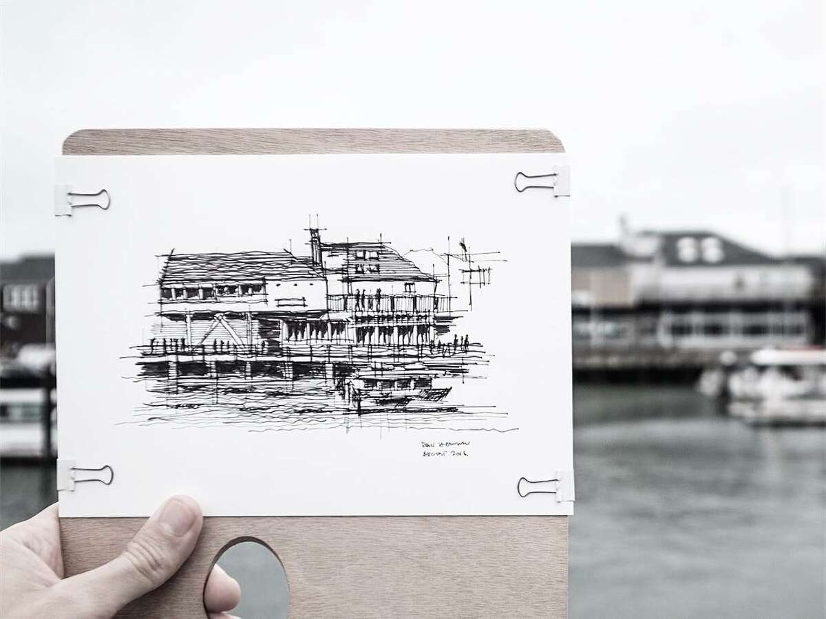 A sketch by architect Dan Hogman, who draws the buildings of San Francisco in his spare time. He shares the sketches (along with his photography and videos) on his Instagram, @danhogman.
