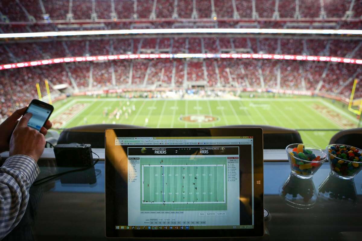 A Zebra Technologies tablet shows live data from the 49ers vs Packers preseason game at Levi's Stadium in San Jose, Calif. on Friday Aug. 26, 2016.