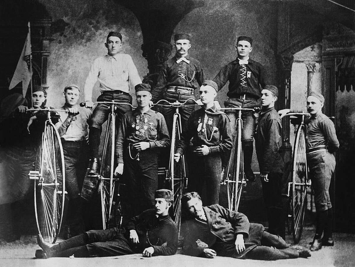 An American bicycle club, circa 1880.