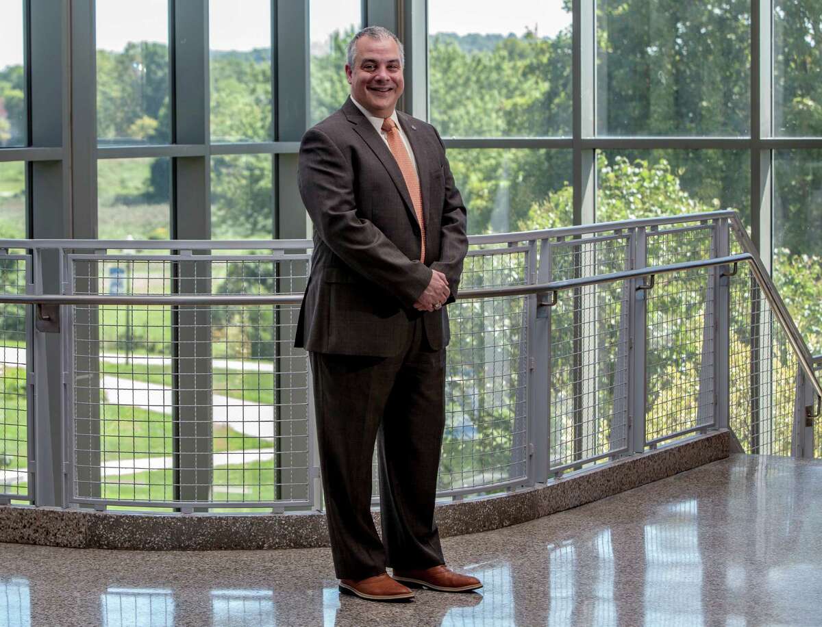 Joe Bertolino, the new president of Southern Connecticut State University at the school in New Haven, Conn. on Tuesday, August 23, 2016, his second day on the job.