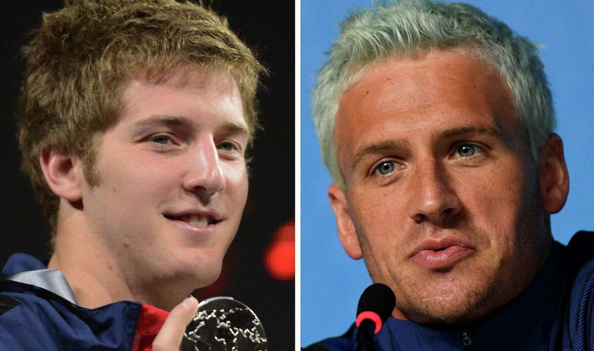 Combination picture made on Aug. 18, 2016 shows USA’s swimmers Jimmy Feigen (left) and Ryan Lochte.