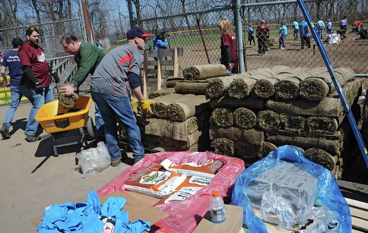 The Tri-City ValleyCats, with the support of BlueShield of Northeastern New York and Hannaford Supermarkets, renovates the Upstate Premier Baseball field on 4th Street & Campbell Avenue formerly known as Bellevue Little League on Thursday, April 14, 2016, in Schenectady, N.Y. (Lori Van Buren / Times Union)
