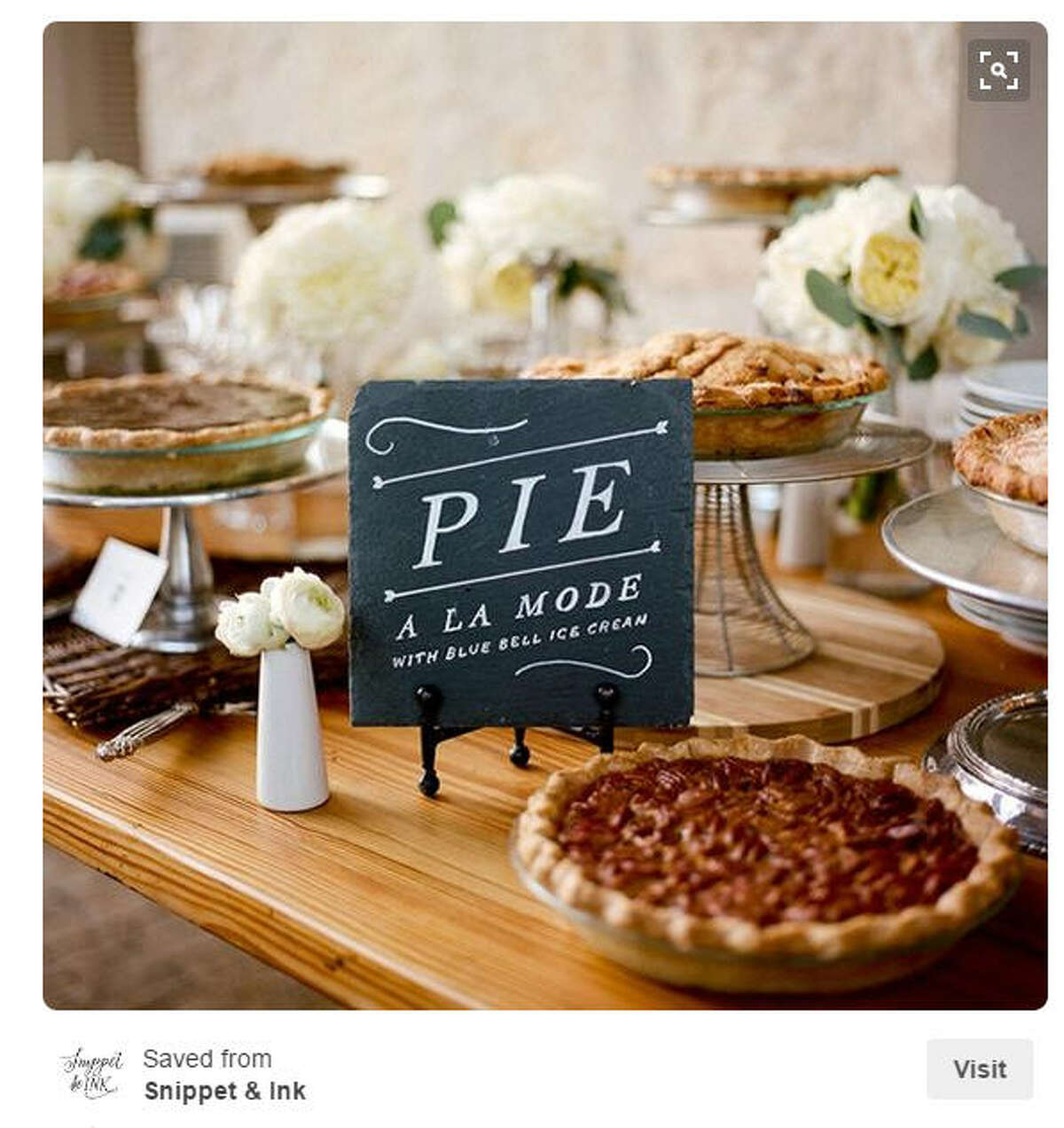 Taste of home:No true Texas wedding is complete without Goode Co. pecan pie and some Blue Bell. Photo:Pinterest