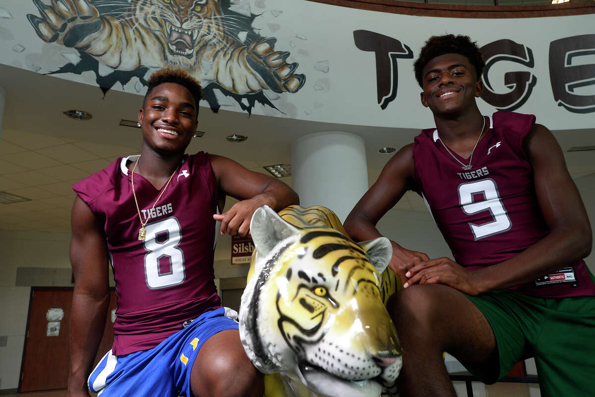 Running back Calvin Tyler Jr., left, and quarterback Willie Jones III have transferred to Silsbee High School, where they will play football and basketball. Photo taken Friday 7/29/16 Ryan Pelham/The Enterprise