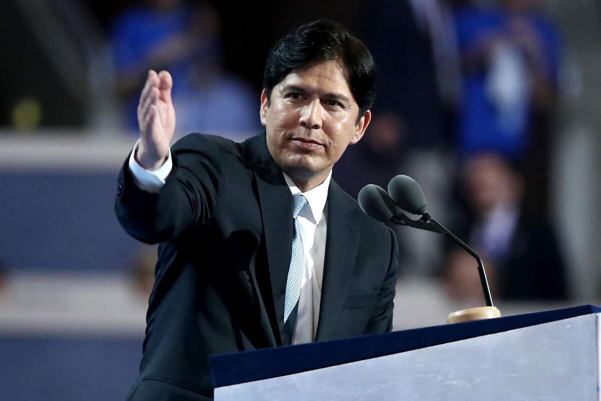 PHILADELPHIA, PA - JULY 25: California State Senator Kevin de Leon delivers a speech on the first day of the Democratic National Convention at the Wells Fargo Center, July 25, 2016 in Philadelphia, Pennsylvania. An estimated 50,000 people are expected in Philadelphia, including hundreds of protesters and members of the media. The four-day Democratic National Convention kicked off July 25. (Photo by Jessica Kourkounis/Getty Images)