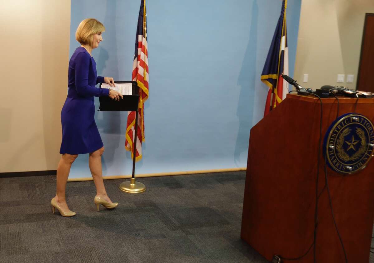 Harris County District Attorney Devon Anderson arrives for a media conference to discuss the thousands of pieces of evidence that were destroyed by Harris County Pct. 4 and how this situation is affecting cases in Harris County Friday, Sept. 2, 2016. A criminal investigation is ongoing.   