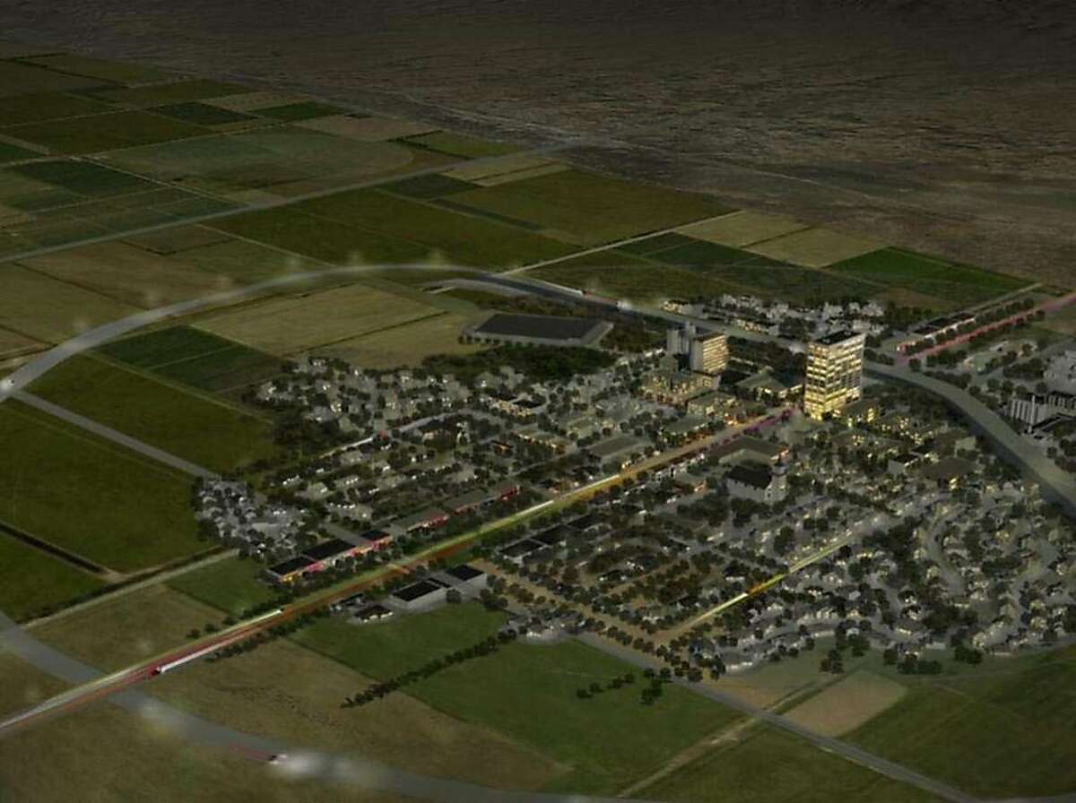 A rendering of the proposed city in the New Mexico desert.