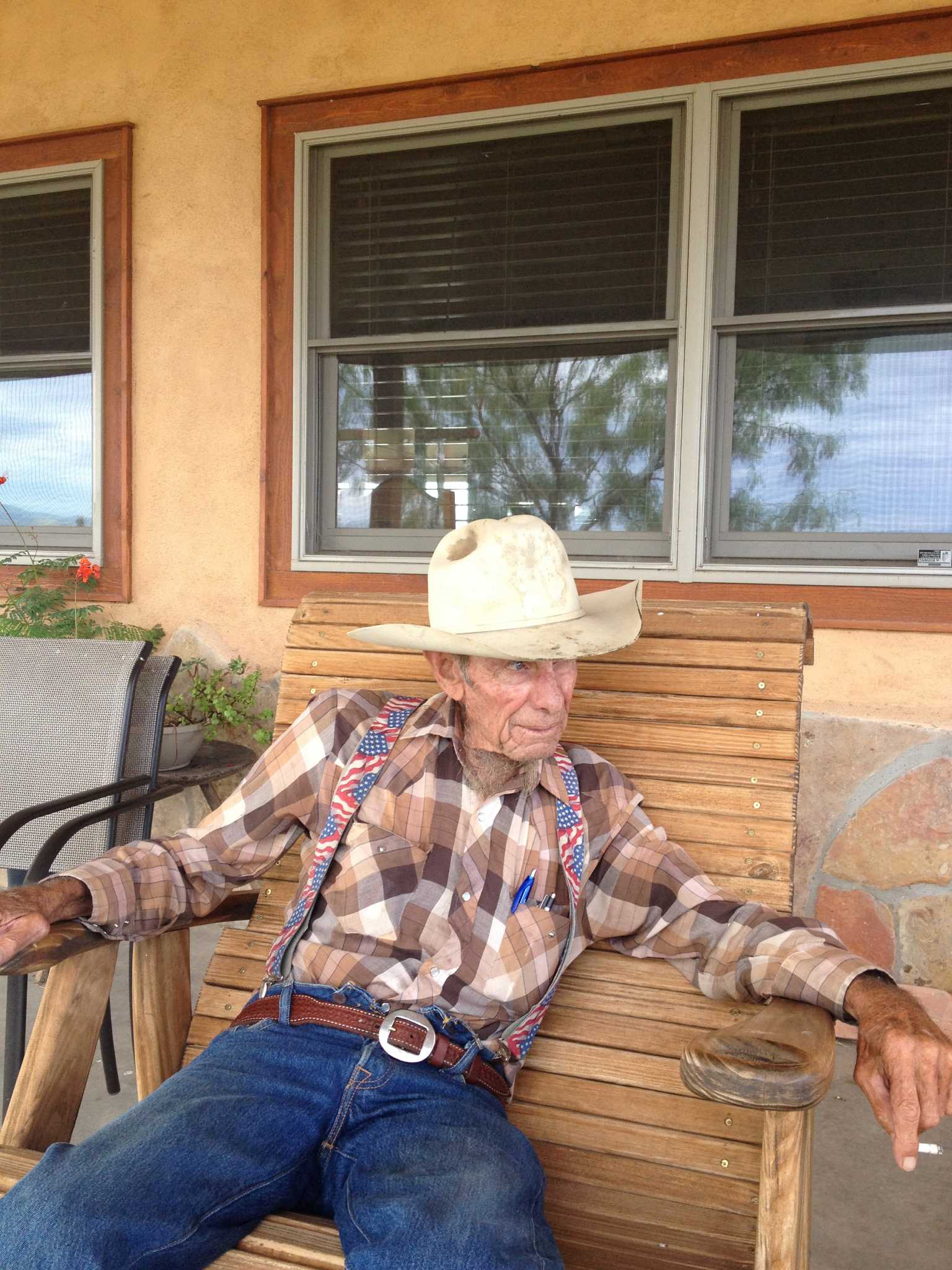 Old-time cowboy may be bent, but he's still unbroken