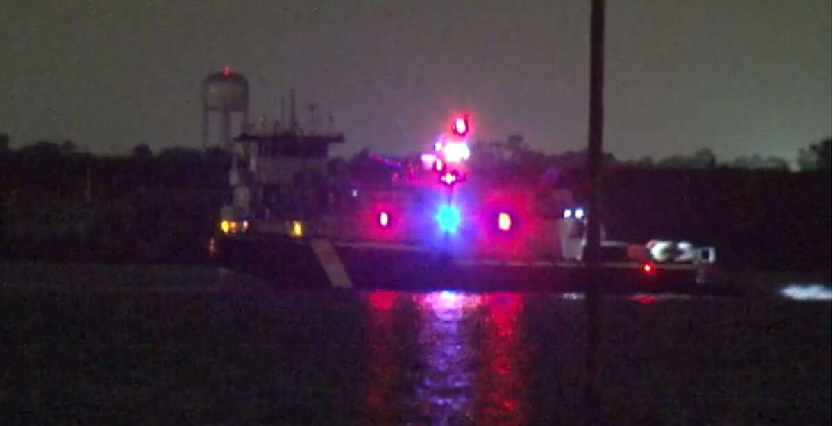 A fire aboard a tanker ship and a fuel spill from the vessel about 12:10 a.m. Tuesday, Sept. 6, 2016, forced officials to block portions of the Houston Ship Channel and shut down ferry operations between Galveston Island and Bolivar Peninsula. (Metro Video)
