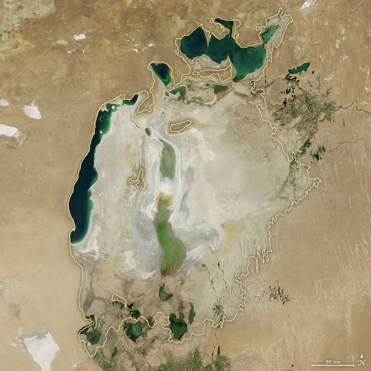 NASA satellite images show vanishing Aral Sea in central Asia