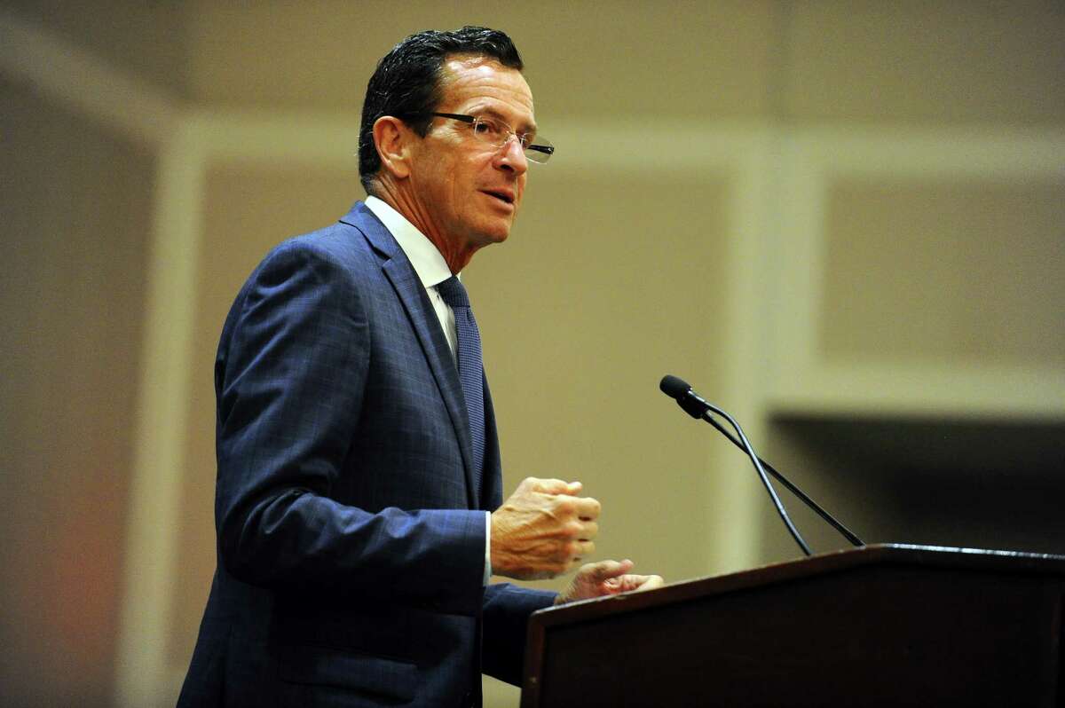 Gov. Dannel Malloy speaks at the Stamford Chamber of Commerce's annual meeting inside the Crowne Plaza hotel in Stamford, Conn. on Thursday, September 8, 2016.
