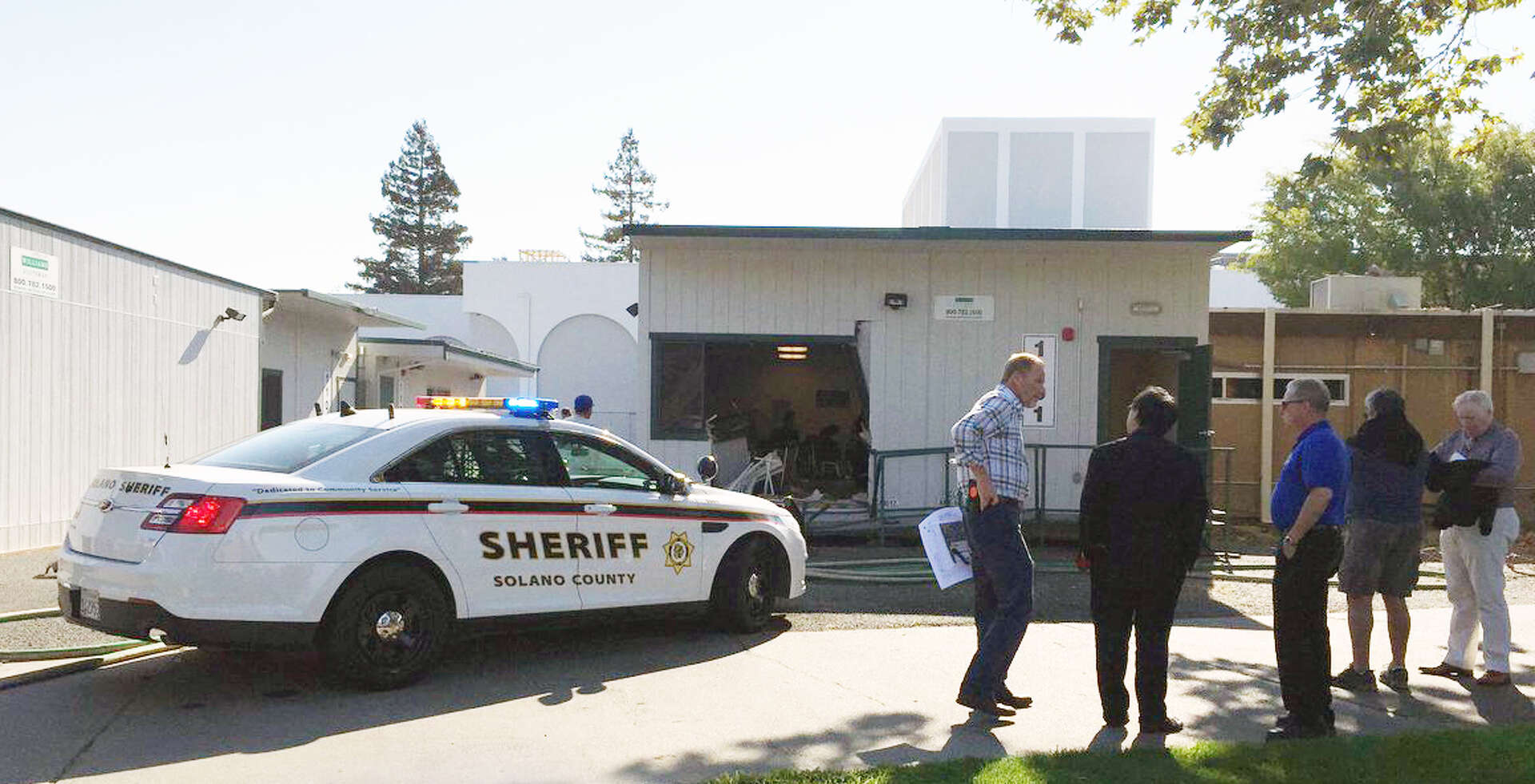 10 hurt when vehicle slams into Solano college classroom