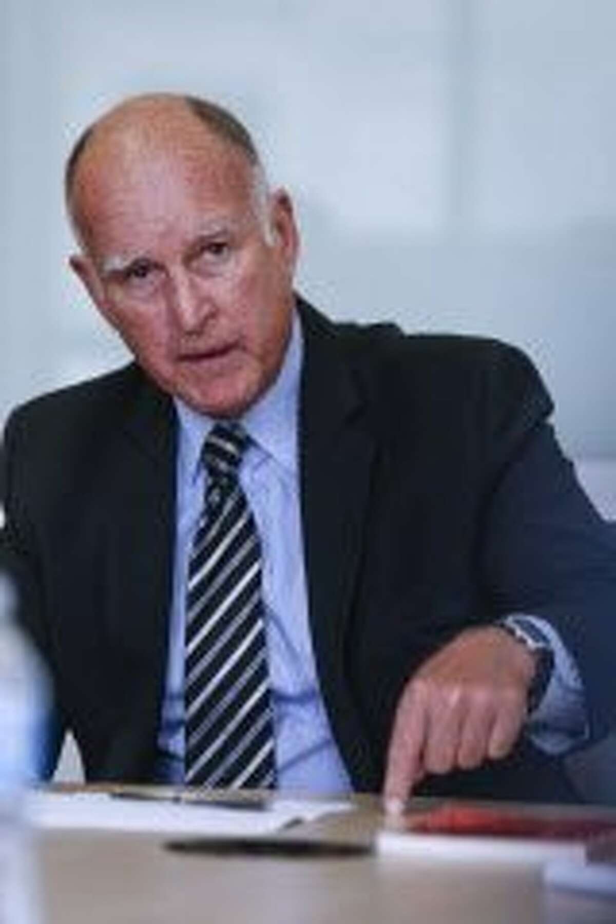 Gov. Jerry Brown speaks to the SF Chronicle Editorial Board about Proposition 57, which would change sentencing guidelines, on Friday, Sept. 9, 2016 in San Francisco, Calif.