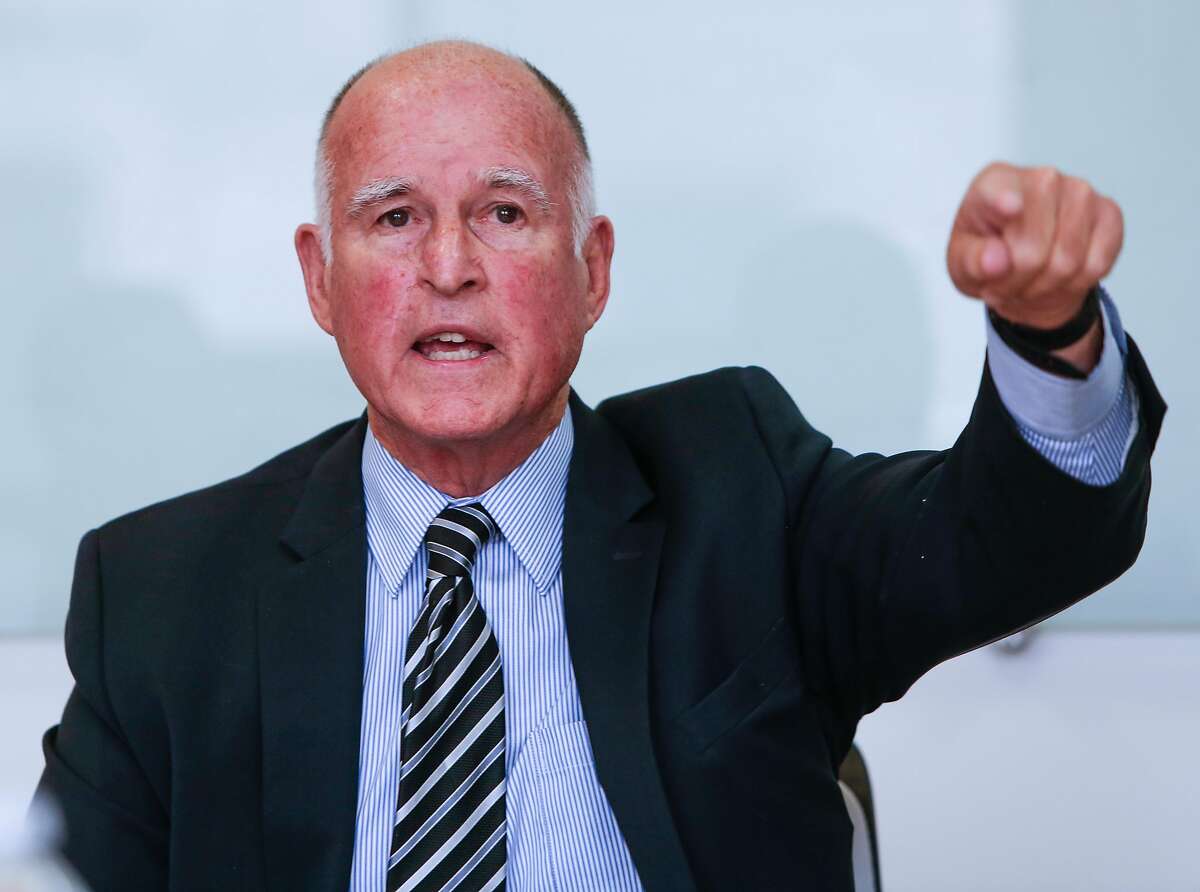 Gov. Jerry Brown speaks to the SF Chronicle Editorial Board about Proposition 57, which would change sentencing guidelines, on Friday, Sept. 9, 2016 in San Francisco, Calif.
