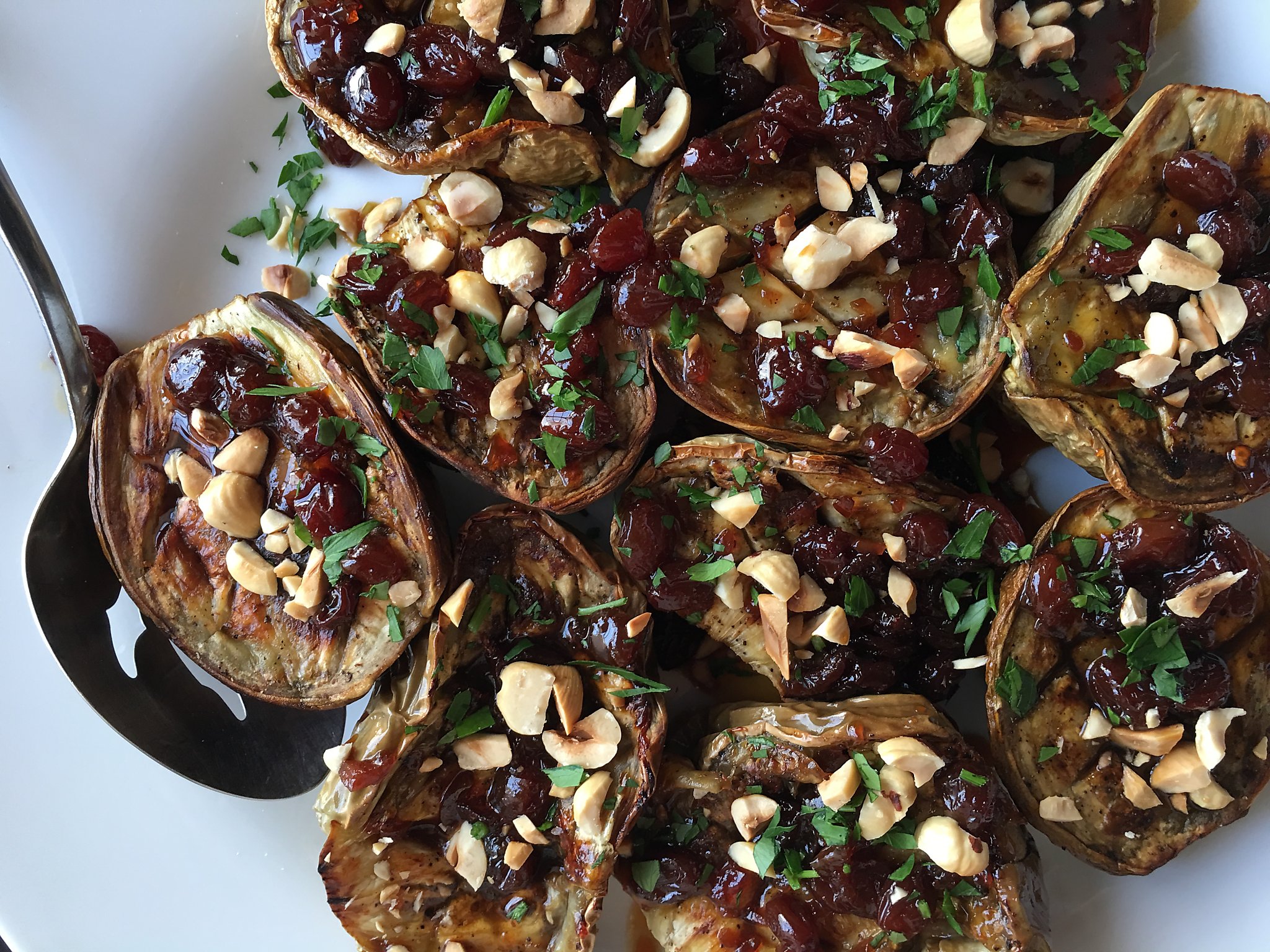 Recipe Roasted Eggplant With Agrodolce Sauce & Toasted Hazelnuts