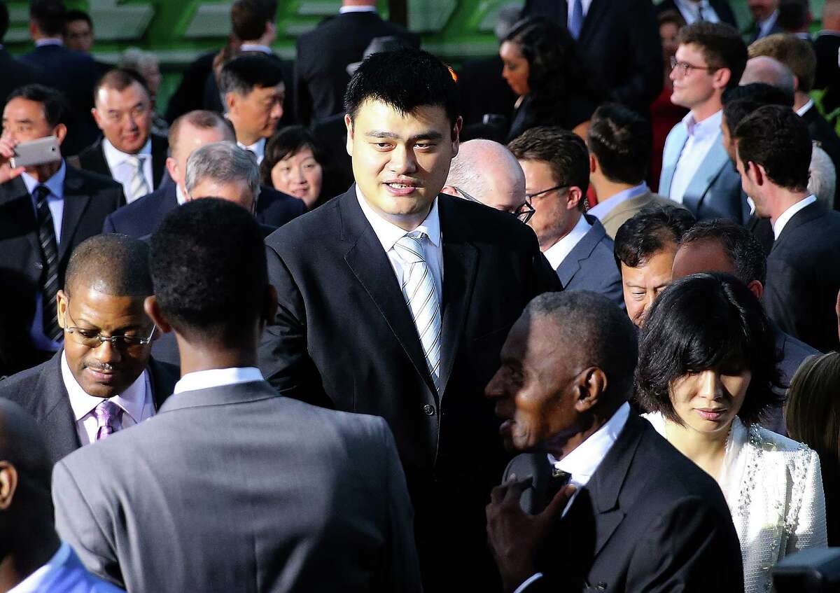 SPRINGFIELD, MA - SEPTEMBER 09: Yao Ming enters the building before the 2016 Basketball Hall of Fame Enshrinement Ceremony at Symphony Hall on September 9, 2016 in Springfield, Massachusetts.